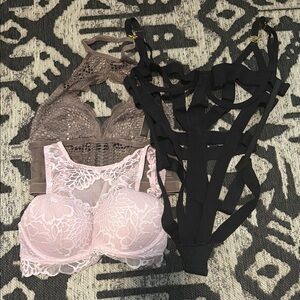 Victoria Secret Bundle Elegant Lace and Strappy Intimates Set
